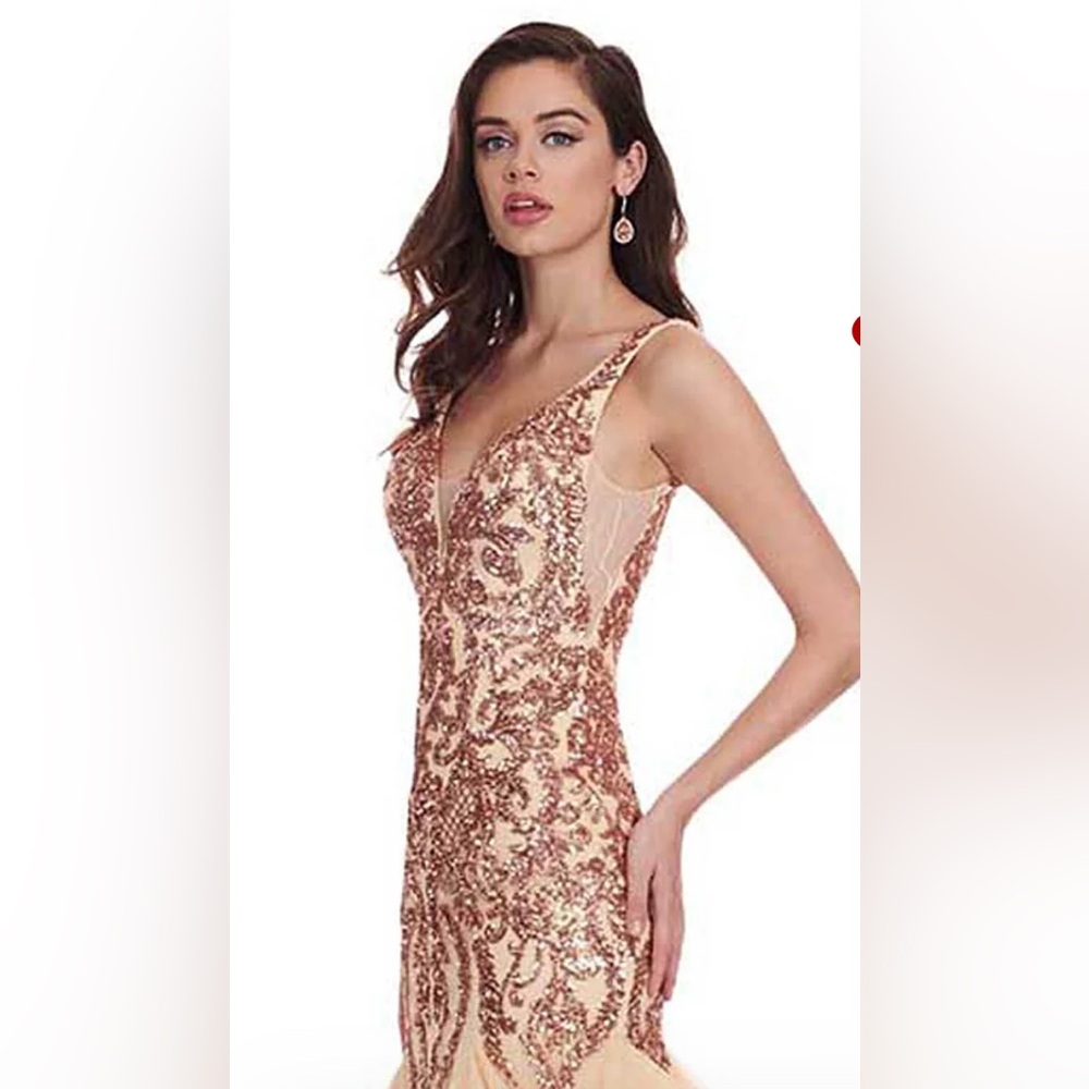 NWT Rachel Allan - 6475 - Sz 2- Champagne- Sequin /Lace Mermaid